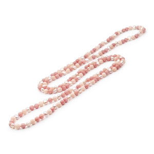 Colier lung 160 cm cu perle naturale și jad in nuante de roz DiAmanti 212-11-G